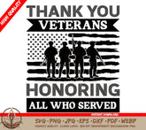 Thank You Veterans SVG Graphic | Silhouettes of Soldiers and American  | Veterans SVG Graphic